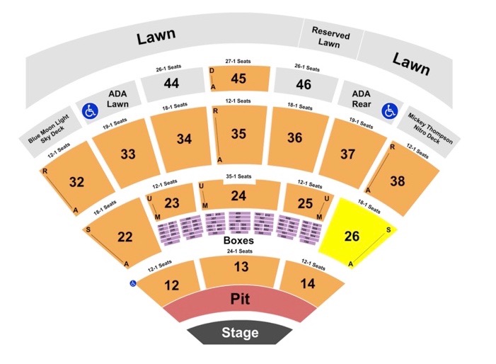 Blossom Music Center Seating Chart Row & Seat Numbers
